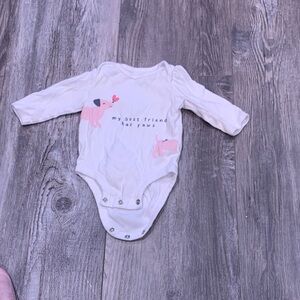 Carter's Cream Bodysuit with Pink Elephant Design